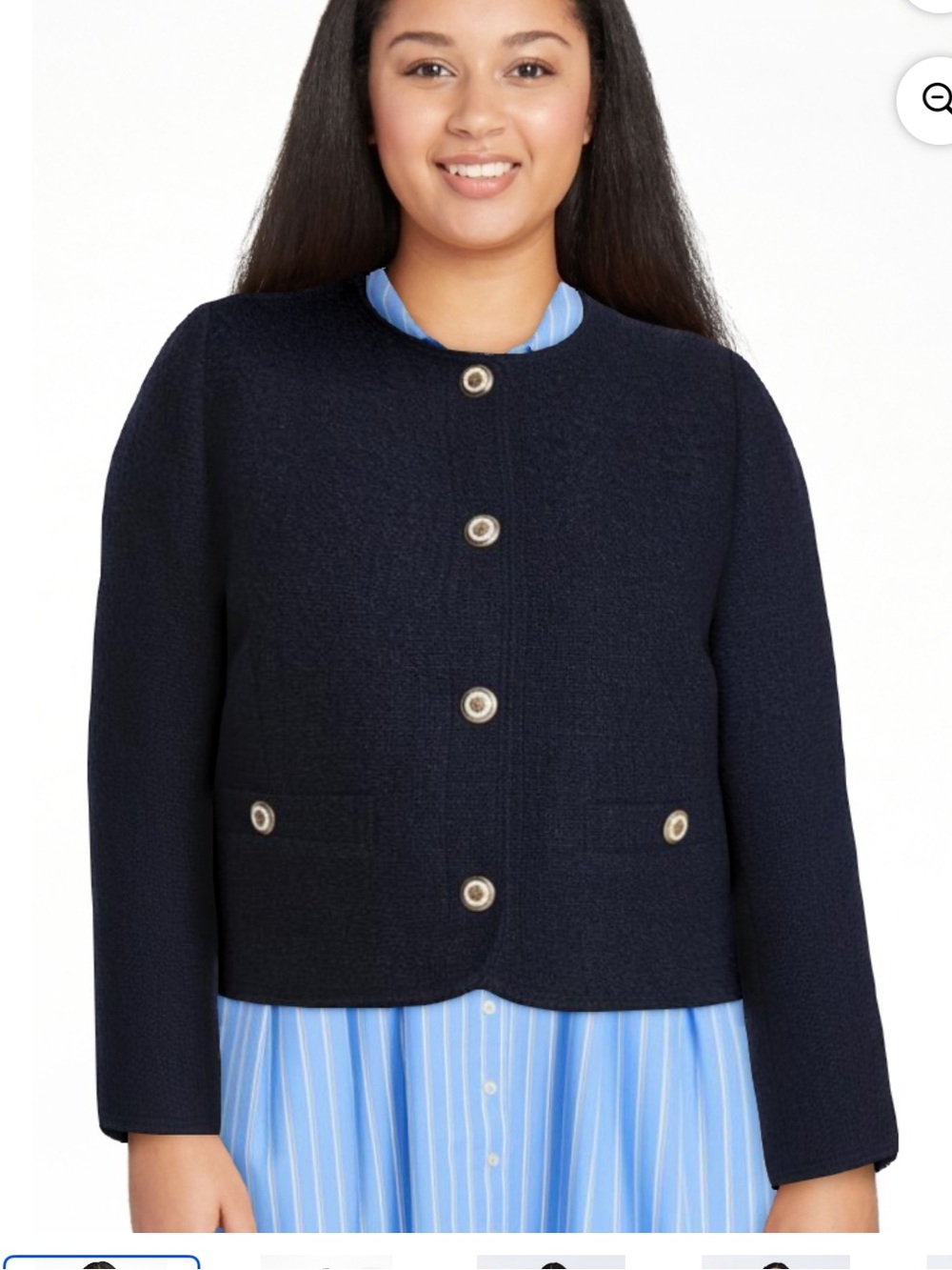 Free Assembly Classic Navy Button-Front Women's Jacket